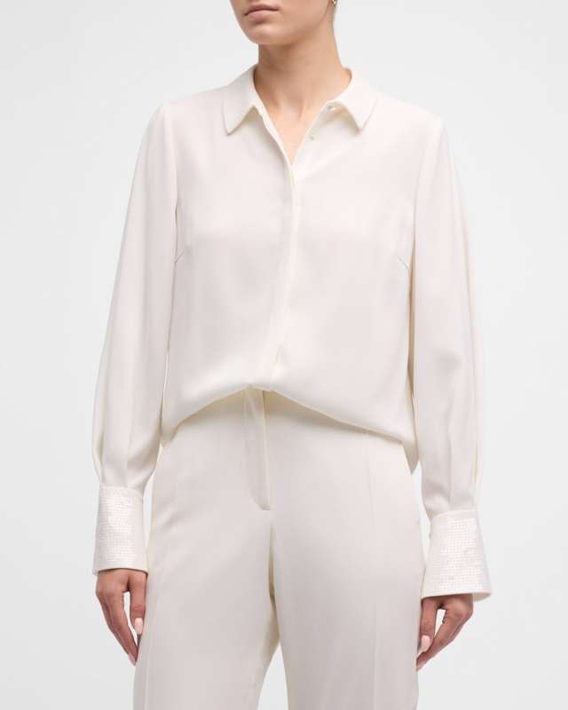 Linden Pleated Sequined Blous